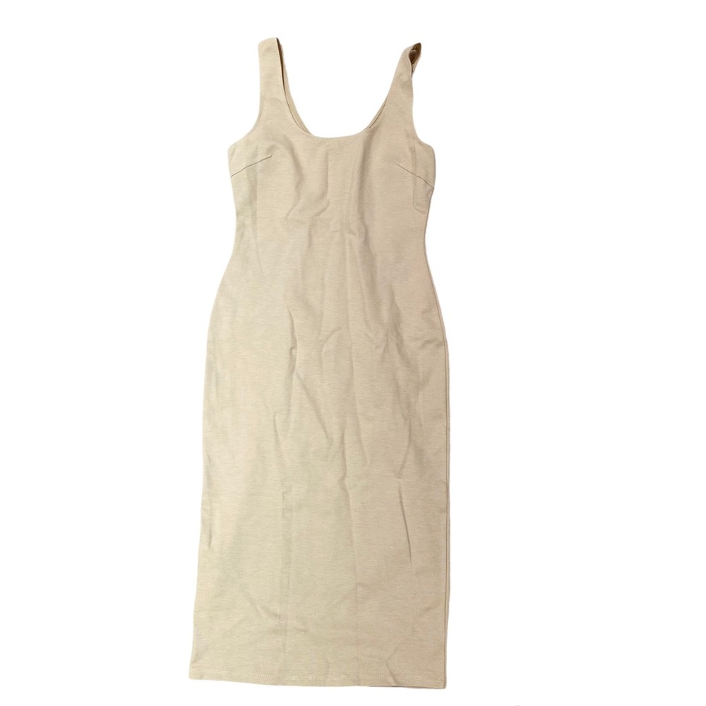 PINKBLUSH Taupe Fitted Sleeveless Midi Dress Maternity